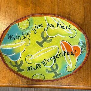 Clay Art Colorful “Make Margaritas” Themed Ceramic Plate.